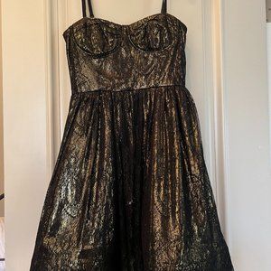 Alice and Olivia Strapless Dress, Black and gold